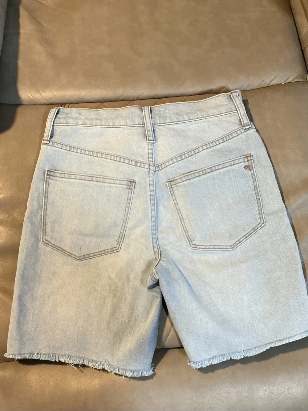 Madewell Light Blue Denim Bermuda Shorts with Raw Hem